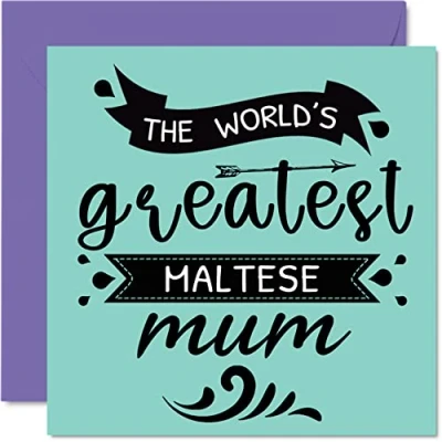 Imagen de Stuff4 tarjetas de cumpleaños para ella del perro World&#039;s Greatest Maltese Mum Tarjeta feliz mascota, regalos mamá perro, 145 mm x mm,