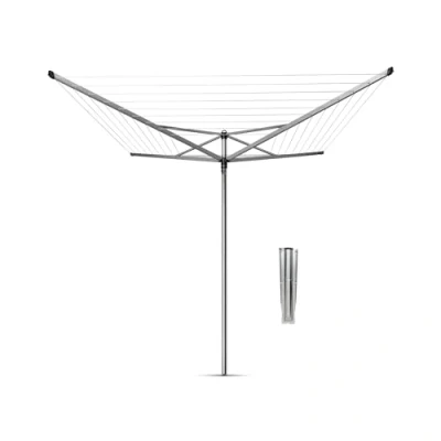 Imagen de Brabantia Tendedero Rotary Topspinner con Soporte para jardín Sistema Tipo Paraguas Cuerdas resisitentes a los Rayos UV Antideslizantes Gira Facilidad Metallic Gris 60m