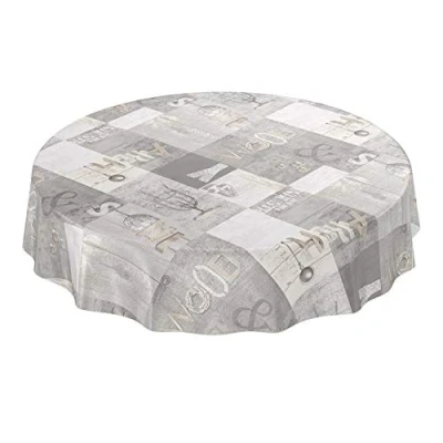 Imagen de ANRO Mantel Mesa de Hule (Lavable, Aspecto Usado, Redondo, 140 cm), Toalla, Borde Corte, Rund 140cm
