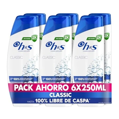 Imagen de H&amp;S Classic Champú Anticaspa 250ml Para Uso Diario. Hasta 100% de Protección Anticaspa, Clínicamente Probado. Todo Tipo Pelo y Cuero Cabelludo. Sensación Frescor Limpieza, New Version