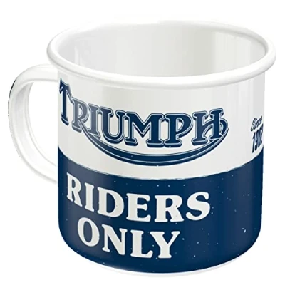 Imagen de Nostalgic Art Taza esmaltada retro, Triumph Riders Only Idea de regalo para amantes coches, Copa camping, Diseño vintage, 360 ml