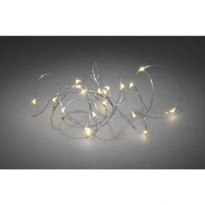 Imagen de Konstsmide Luces LED de Alambre Desnudo/Alambre Pin, Hadas batería, Uso en Interiores (IP20), 20 diodos Blancos ámbar, función Temporizador 6 Horas, 3 Pilas AA (excluido), Cadena