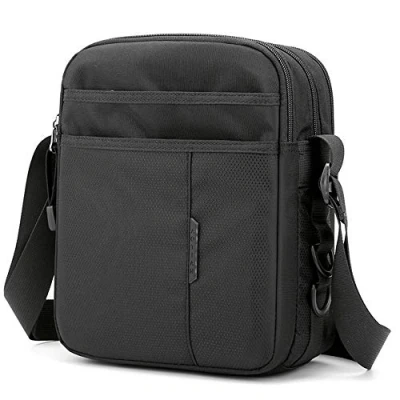 Imagen de SPAHER Ligero Bolso de Hombro para Hombre Bolsa Mensajero Negocios Mochila Bandolera Casual Honda Cartera Viaje Impermeable Regalo del Negro