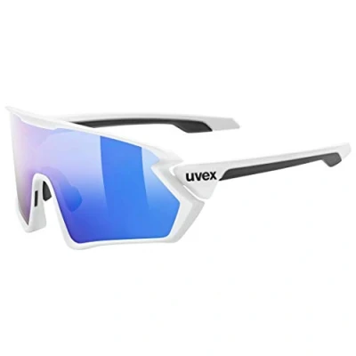 Imagen de uvex sportstyle 231, gafas deportivas unisex, antivaho, comodidad sin presión y sujeción perfecta, white matt/mirror blue, one size