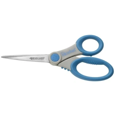 Imagen de Westcott Tijeras (20,3 cm, mango ergonómico, protección antibacterias), color azul y gris