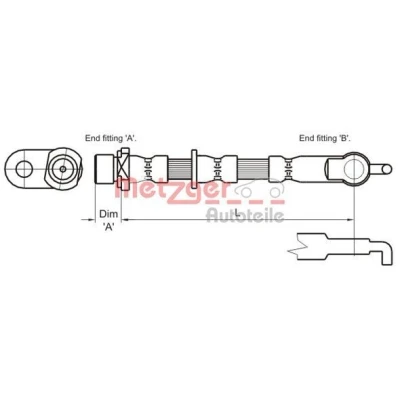 Imagen de METZGER 4110007 Latiguillos de Freno 527 F10x1 TOYOTA: Yaris I Hatchback
