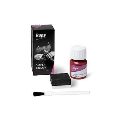 Imagen de Tinte para Zapatos y Bolsos de Cuero Textil con Esponja Brocha, Kaps Super Color, 70 Colores (112 rojo)