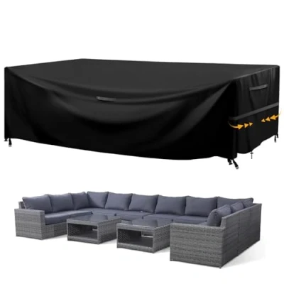 Imagen de GARPROVM Funda para Muebles de Jardín Exterior, Conjuntos Cubierta Impermeable, Paño Oxford 600D, Sofa Jardin, al Aire Libre, Patio, Esquina (315x180x74cm)