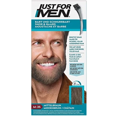 Imagen de Just for men M35 Colorante para bigote y barba, color castaño medio, elimina las canas un aspecto más tupido abundante