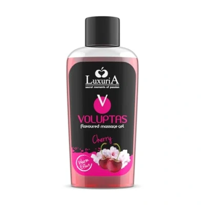 Imagen de INTIMATELINE Voluptas Cereza Gel de Masaje Comestible, Estimulante con Efecto Cálido para Todo el Cuerpo, Acción Hidratante y Suavizante, Sabor Cereza, 100ml