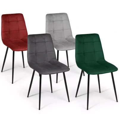 Imagen de Juego de 4 sillas terciopelo: verde, gris y burdeos