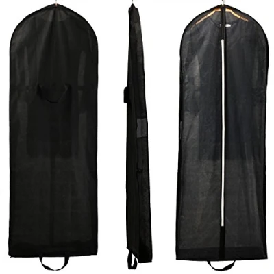 Imagen de HIMRY 3 Piezas 149 cm Transpirable Bolsa de Ropa Plegable, con Cremallera Calidad. para Vestidos Fiesta, Trajes, Abrigos, 2 Bolsillos Accesorios, Negro, KXB107 Black 3X