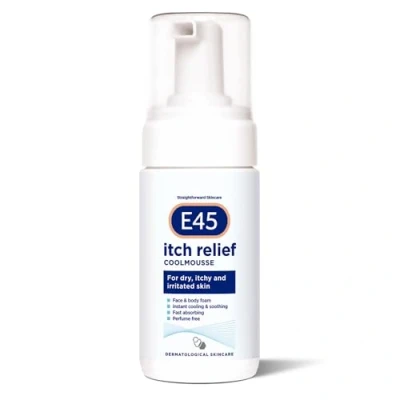 Imagen de E45 Coolmousse Alivio de picor 100ml Espuma facial y corporal para piel irritada, seca con refrescante calmar el la Mousse Sin perfume