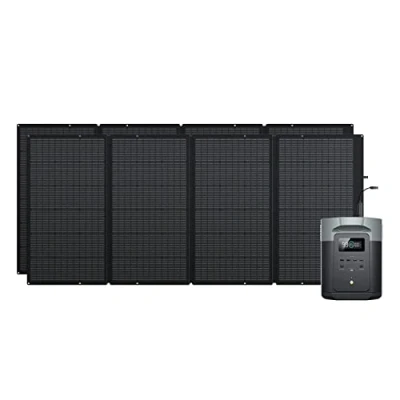 Imagen de Generador solar EcoFlow DELTA 2 Max Capacidad 2048Wh Batería LFP Estación portátil y panel 400W*2 Hasta 3100 W de salida CA Carga 0 80% en 53 min Exteriores, acampadas, autocaravana, balcones