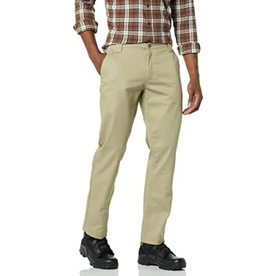Imagen de Amazon Essentials Pantalón de Trabajo Elástico Corte Recto y Resistente a Las Manchas Arrugas Hombre, Marrón Caqui, 35W / 29L