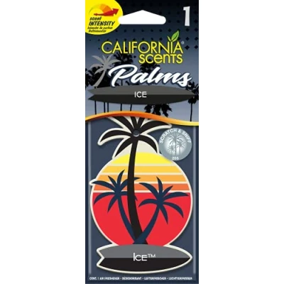 Imagen de California Scents E302690600 Car Ambientador Coche con Fragancia, Olor y Esencias a Ice, Aroma Hielo, Fresco (Ambientador de Papel Forma Palmera 1UD)