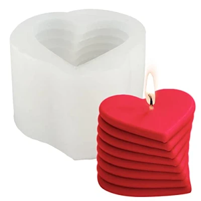 Imagen de molde de vela con forma corazón en 3D silicona para velas, diseño corazón, velas chocolate, fondant jabón, regalo decorativo San Valentín