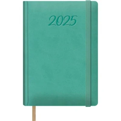 Imagen de Dohe Agenda 2025 Día por Página, Tamaño A5 (15x21 cm), 12 Meses Enero a Diciembre, Tapa Dura de Polipiel, Planificador en Español, Material Oficina SAMBA Verde Menta