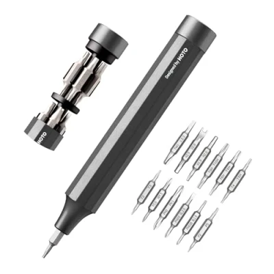 Imagen de HOTO Juego de Destornilladores Precisión 24 en 1, Kit Herramientas Mini con Puntas Acero S2, Forma Bolígrafo Manual, Ideal para Electrónica, Anteojos y Pulseras, Gris Pizarra P1