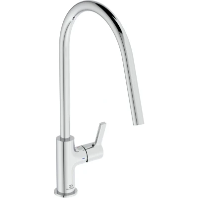 Imagen de Ideal Standard Gusto, mezclador monomando para fregadero de cocina, boca alta tubular orientable, cromado