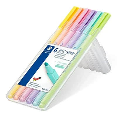 Imagen de Rotulador Staedtler Triplus Highlighter, forma triangular ergonómica, juego con 6 colores pastel, ancho de línea 1 4 mm, 362 CSB6