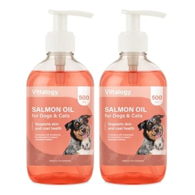 Imagen de VITTALOGY Aceite de Salmón para Perros y Gatos. Suplemento Natural Rico en Omega 3 EPA DHA. Antiinflamatorio. Mejora Piel, Pelo Articulaciones Refuerza Inmunidad Salud Cardiovascular (2 Botes)
