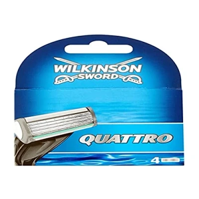 Imagen de Wilkinson Sword Quattro Cargador de Recambio Cuchillas Afeitar para Hombre 4 Hojas , Banda Lubricante con Aloe Vera Unidades