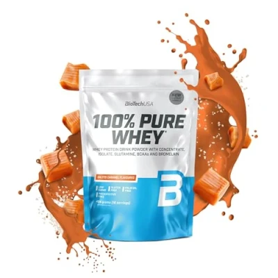 Imagen de BioTechUSA 100% Pure Whey Proteína en Polvo con BCAA y Glutamina Sin Gluten, Aceite de Palma, 454 g, Caramelo Salado