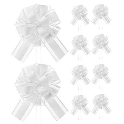 Imagen de QICEDER lazos para de boda, escarapela blanca, autotirantes, bautizo, coche, decoración (blanco 3)