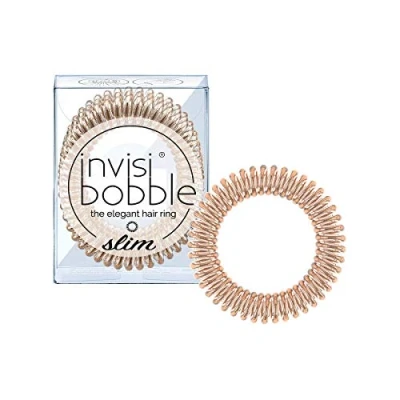 Imagen de Invisibobble Slim Gomillas pelo mujer doradas espiral Bronze x3 antirotura con alta sujeción Gomas rubio confortable Goma dorado