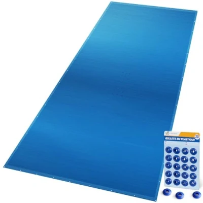 Imagen de VOUNOT® Lona para Piscina Rectangular 8 x 14 m, Cubierta Protectora PE de 160 g/m², Funda Piscinas Anti UV con Ojales Cada 100 cm, Azul Marino