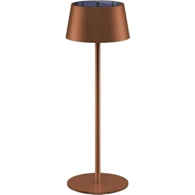 Imagen de goobay Lámpara LED de mesa solar/regulación continua con control táctil/recargable sin cable para interiores y exteriores IP44 / 150lm 3000K blanco cálido, USB C, bronce 73932
