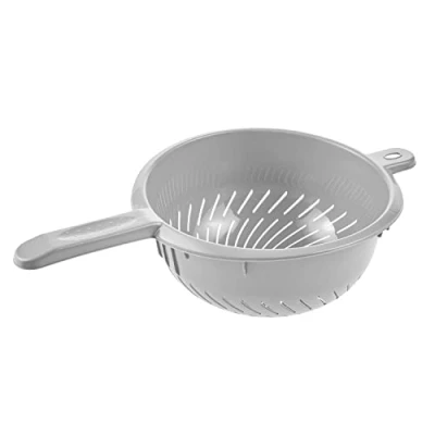 Imagen de keeeper Escurridor de cocina con mango, Plástico sin BPA, Ø 24 x 11 cm, Fabio, Gris Nordic