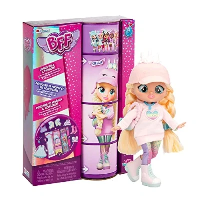 Imagen de BFF BY BEBÉS Llorones Bebés Stella Muñeca fashion Coleccionable con Pelo largo, Ropa de tela y 9 Accesorios Juguete regalo para niñas niños +5 Años