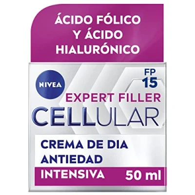Imagen de NIVEA Hyaluron Cellular Expert Filler crema de Día FP15 (1 x 50 ml), antiarrugas con ácido hialurónico y fólico, antiedad efecto rellenador 24 horas