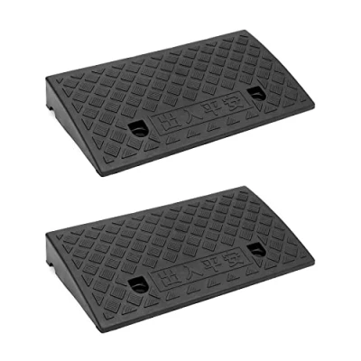 Imagen de QWORK® 2PCS Rampa de Carga Plástico, Bordillo Rampa, para Sillas Ruedas, Motocicletas, 49x27x7 cm