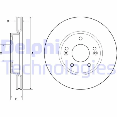Imagen de DELPHI BG4745C Disco de freno 280 23 5 ventilado revestido sin procesar cojinete rueda, anillo sensor ABS HYUNDAI: i30 II Coupé