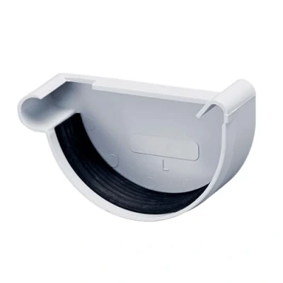 Imagen de INEFA Pieza terminal del canalón semiredonda, PVC NW 150, izquierda Gris Accesorios para canalones,montaje fácil por enchufe,made in Germany