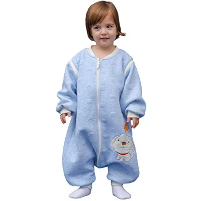 Imagen de MIKAFEN Saco Dormir Bebe Invierno 2.0tog. con Mangas extraíbles,100% algodón otoño e Invierno.1 a 3 años Azul