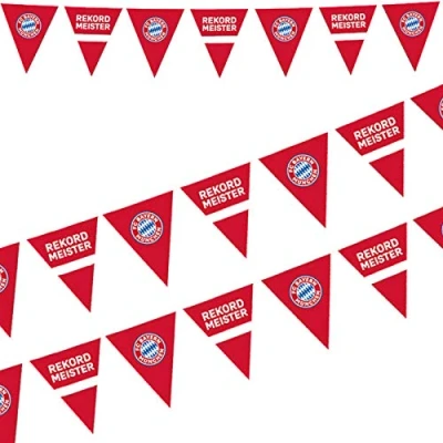 Imagen de amscan 9906516 FC Bayern Múnich Banderín (400 x 19,5 cm, plástico, Guirnalda para Fiestas de Fans o fútbol, decoración Colgante, récord Maestro