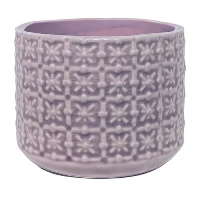 Imagen de Nordring Maceta Cross Macetero Decorativo Redondo para Flores e Plantas Interiores S (10 cm ø), Malva, Cerámica