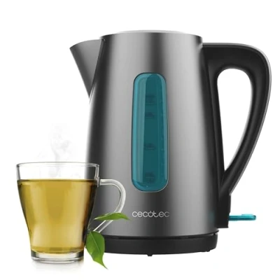 Imagen de Cecotec Hervidor de Agua Eléctrico 1,7L Thermosense 210 Steel. 2200W, Cuerpo Acero Inoxidable, Base con Giro 360º, Asa Ergonómica Tacto Frío, Indicador Luminoso, Doble Sistema Protección