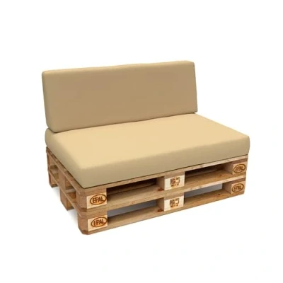 Imagen de POKAR 2 Cojines para Europalés/Europalet Impermeable: 1x Cojín Asiento 120x80x12cm +1x Respaldo 120x40x12cm, Espuma Fría, Sofá de Paletas, sin Palés, Beige