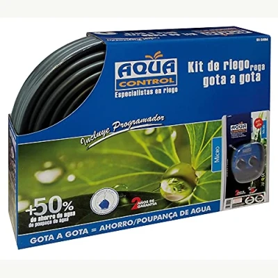 Imagen de Aqua Control Riego por Goteo para Jardín Incluye Goteros, Tubería, Microtubo, Reductor de presión, Soportes y Tapones, Kit C4064