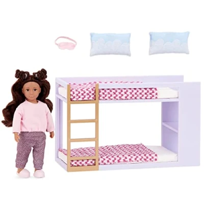 Imagen de Lori Mini Doll &amp; Toy Bunk Bed 6 Inch Bedroom Furniture Dollhouse Accessories Play Set for Kids 3 Years + Tania’s