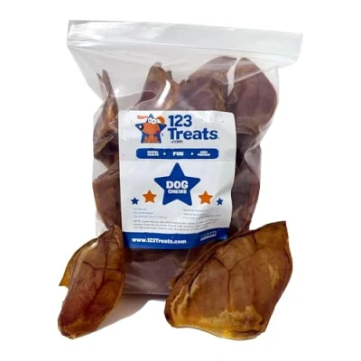 Imagen de 123 Treats Orejas de Cerdo Enteras para Perros masticables 100% Naturales golosinas (30 Unidades)