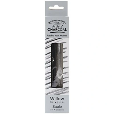 Imagen de Winsor &amp; Newton 3 Varillas Finas de carbón, Sauce, Gris, Count (Pack of 1),