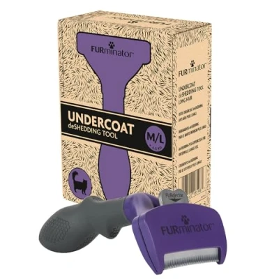 Imagen de FURminator deShedding Tool M L, Cepillo para Gatos medianos y Grandes de Pelo Largo Eliminar el subpelo, Embalaje reciclable