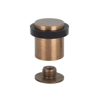 Imagen de Tope de Puerta Amortiguador Silicona Fabricado en Laton Base Roscada Incluye Tornillo + Taco Sujeción Mod. I 191 EVI Herrajes (24x30, Envejecido Goma Negra)