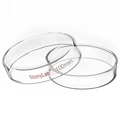 Imagen de stonylab Placa de Petri Vidrio, 100x20 mm Cultivo Celular Vidrio Borosilicato Esterilizable en Autoclave Placas con Tapa Transparente para Laboratorio
